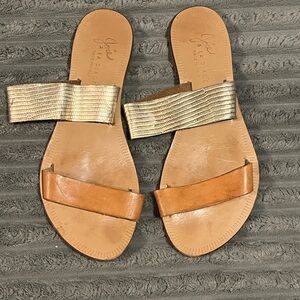 JOIE A LA PLAGE Gold & leather sandals - Made In Italy Size USW 7  37 1/2